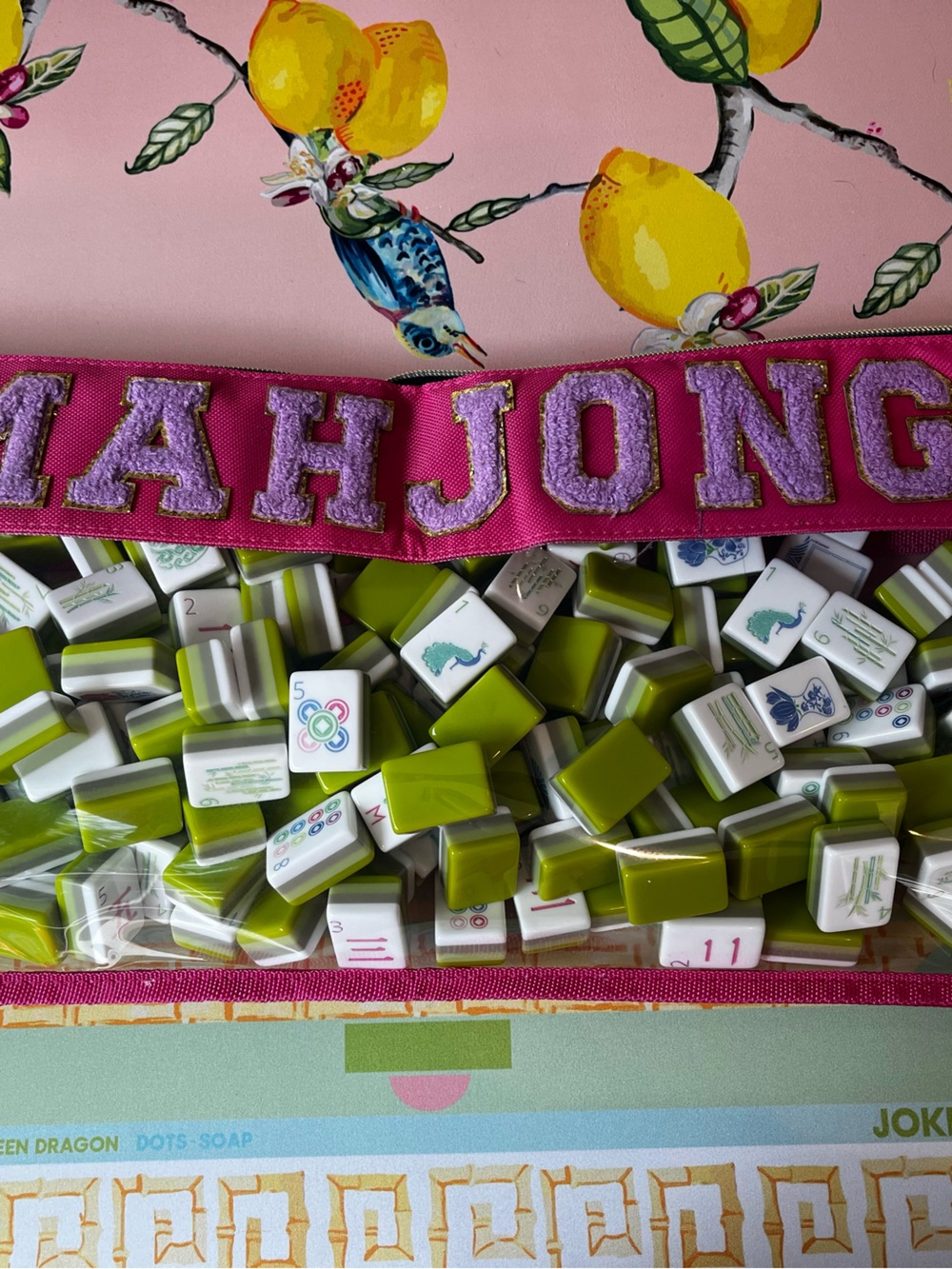 Limoncello designer-inspired American Mahjong set with zipper pouch - Picture 3 of 4
